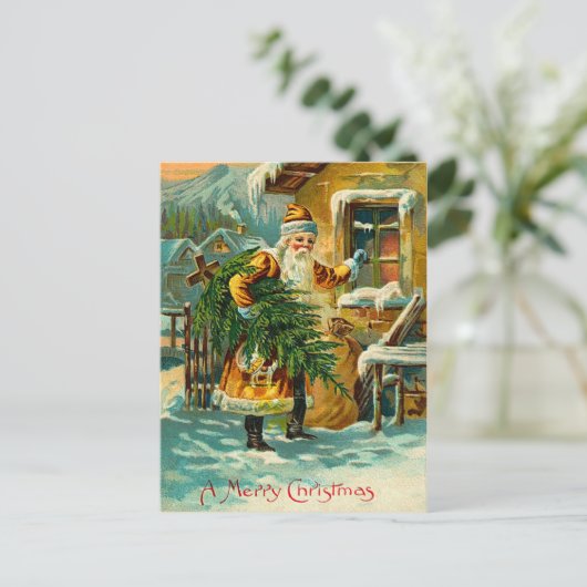  Duitse kerstman, geel Feestdagenkaart (Staand voorkant)