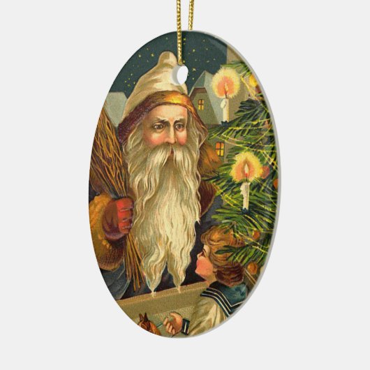 Duitse kerstman, geelstaartversiering keramisch ornament (Links)