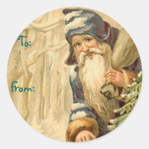 Duitse Kerstman Naam Tags Ronde Sticker