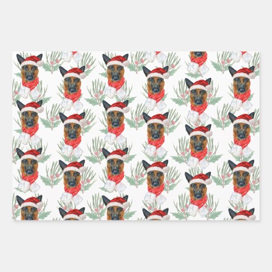 Duitse kerstmanbranche Waterverf Pine Branches Inpakpapier Vel (Voorkant 3)