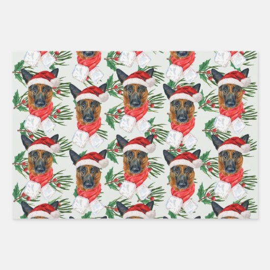 Duitse kerstmanbranche Waterverf Pine Branches Inpakpapier Vel (Voorkant)