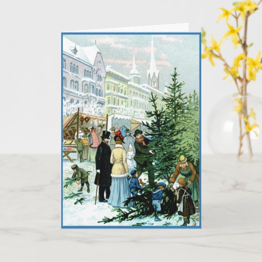 Duitse kerstmarkt Victoriaans vakantie Kaart (Gele Bloem)