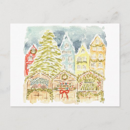Duitse kerstmarkt - Waterverf reizen Uitnodiging Briefkaart (Voorkant)