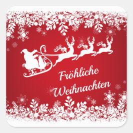 Duitse Kerstmis - Snowflakes, Kerstman, rendier Vierkante Sticker