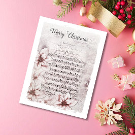 Duitse kerstmuziek Poinsettias Vintage Feestdagenkaart