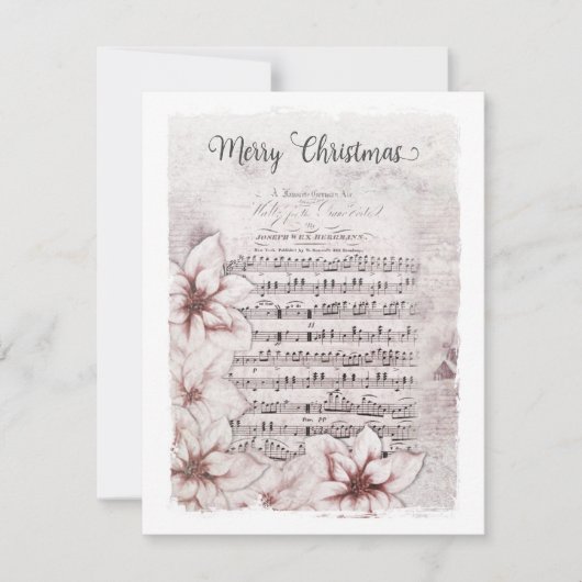 Duitse kerstmuziek Poinsettias Vintage Feestdagenkaart (Voorkant)