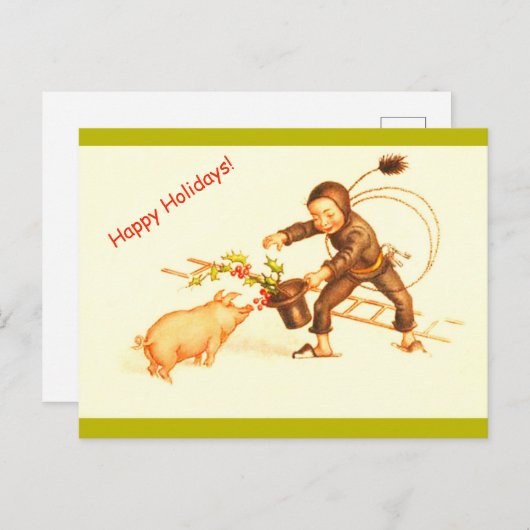  Duitse Kerstschoorsteen Sweep & Varken Copy Feestdagenkaart (Voorkant / Achterkant)
