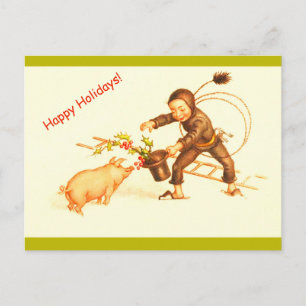  Duitse Kerstschoorsteen Sweep & Varken Copy Feestdagenkaart