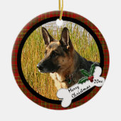 Duitse kerstversiering in Shepherd Round Keramisch Ornament (Voorkant)