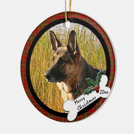 Duitse kerstversiering in Shepherd Round Keramisch Ornament (Links)