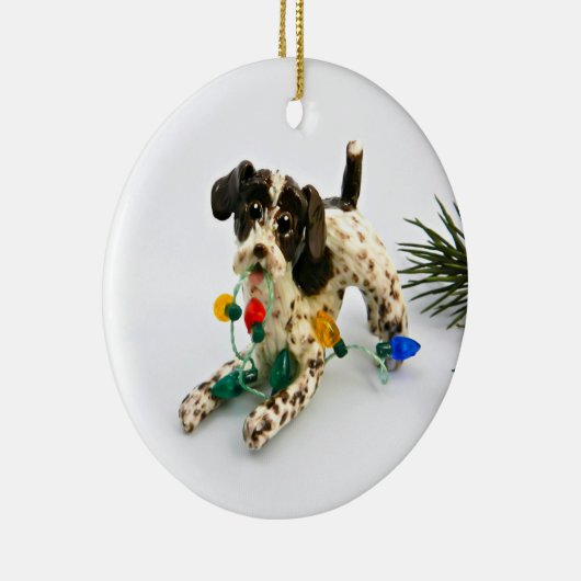 Duitse kerstversiering met wirehaire Pointer Dog Keramisch Ornament (Rechts)