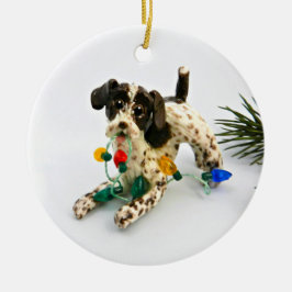 Duitse kerstversiering met wirehaire Pointer Dog Keramisch Ornament