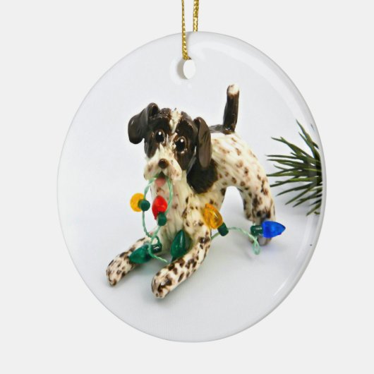 Duitse kerstversiering met wirehaire Pointer Dog Keramisch Ornament (Links)
