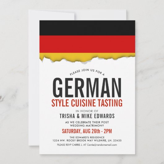 Duitse keuken | Party Flag Witte Uitnodiging (Voorkant)