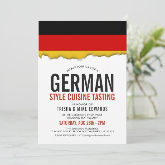 Duitse keuken | Party Flag Witte Uitnodiging (Staand voorkant)