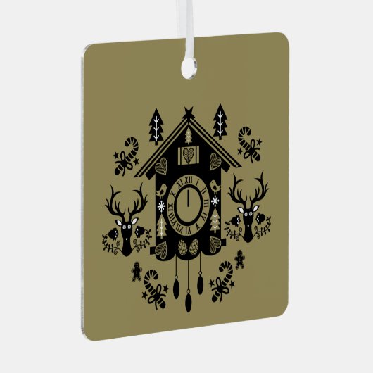 Duitse koekoekoeksklok Kerstmis Metalen Ornament (Voorkant Rechts)