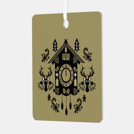 Duitse koekoekoeksklok Kerstmis Metalen Ornament (Voorkant links)