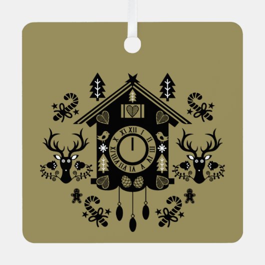 Duitse koekoekoeksklok Kerstmis Metalen Ornament (Voorkant)