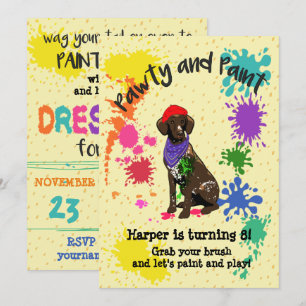 Duitse Korte Gehoorn Kunstenaar Birthday Invite Kaart