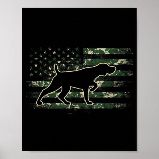 Duitse Korthaar Camouflage Amerikaanse Vlag VS Poster (Voorkant)