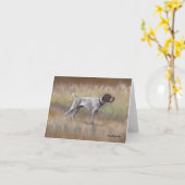 Duitse Korthaar Pointer Dog Art Note Kaart (Gele Bloem)