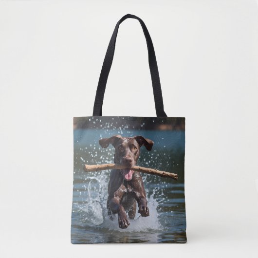 Duitse Korthaar Pointer Elegante Schouder Canvas t Tote Bag (Voorkant)