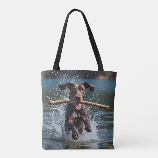 Duitse Korthaar Pointer Elegante Schouder Canvas t Tote Bag (Achterkant)