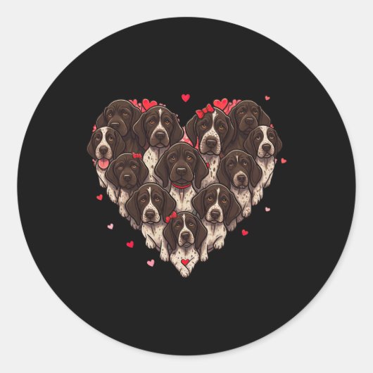Duitse Korthaar Pointer Hart Valentijn Vrouwen Ronde Sticker (Voorkant)