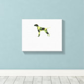Duitse Korthaar Pointer _ Hond Camouflage Silhouet Canvas Afdruk (Insitu (Houten vloer))