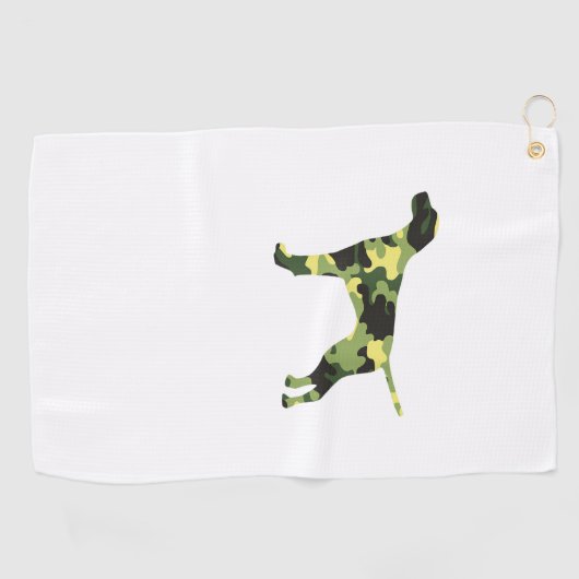 Duitse Korthaar Pointer _ Hond Camouflage Silhouet Golfhanddoek (Horizontaal)