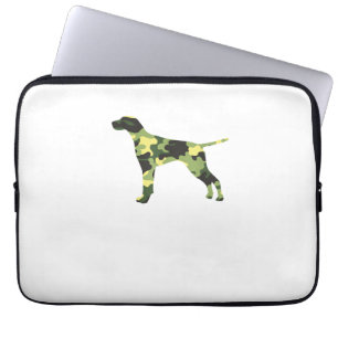 Duitse Korthaar Pointer _ Hond Camouflage Silhouet Laptop Sleeve