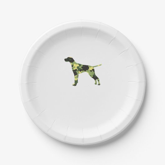 Duitse Korthaar Pointer _ Hond Camouflage Silhouet Papieren Bordje (Voorkant)