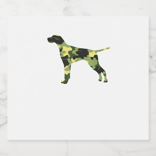 Duitse Korthaar Pointer _ Hond Camouflage Silhouet Sparkling Wijnetiket (Enkel label)