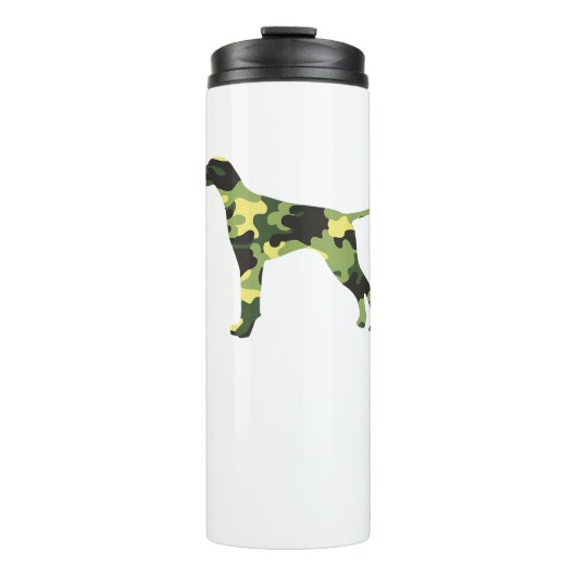 Duitse Korthaar Pointer _ Hond Camouflage Silhouet Thermosbeker (Voorkant)