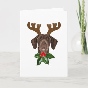 Duitse Korthaar Pointer Hond Geweien Kerstmis Kaart