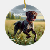 Duitse kortharige aanwijzer hardlopen keramisch ornament (Voorkant)