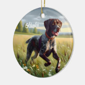 Duitse kortharige aanwijzer hardlopen keramisch ornament (Links)