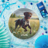 Duitse kortharige aanwijzer hardlopen papieren bordje (Feest)