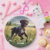 Duitse kortharige aanwijzer hardlopen papieren bordje (Feest)