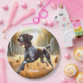 Duitse kortharige aanwijzer hardlopen papieren bordje (Feest)