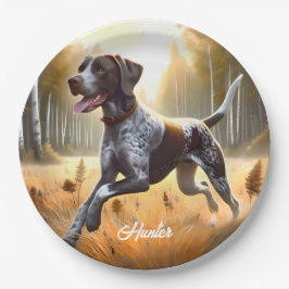 Duitse kortharige aanwijzer hardlopen papieren bordje