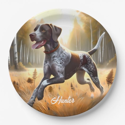 Duitse kortharige aanwijzer hardlopen papieren bordje (Voorkant)