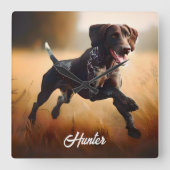 Duitse kortharige aanwijzer hardlopen vierkante klok (Voorkant)