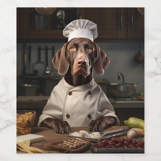 Duitse kortharige aanwijzer hond chef wijn etiket (Enkel label)