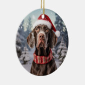 Duitse kortharige aanwijzer hond kerst aandenken keramisch ornament (Rechts)