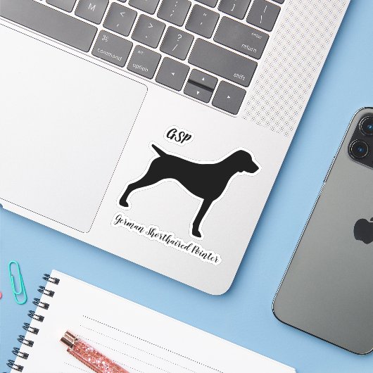Duitse kortharige aanwijzer hond silhouet SAP Sticker (Laptop met iPhone)