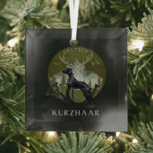 Duitse kortharige aanwijzer, jacht logo glas ornament
