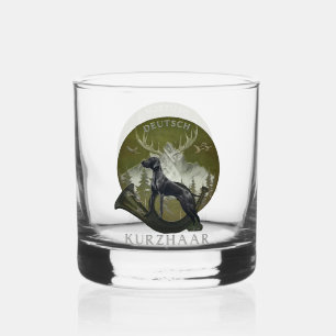 Duitse kortharige aanwijzer, jacht logo whisky glas