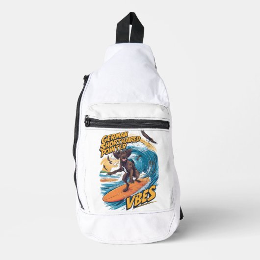 Duitse kortharige aanwijzer vangen grote golf sling bag (Voorkant)