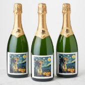 Duitse Kortharige Pointer 2 Schattigee Hond Hallow Sparkling Wijnetiket (Flessen)